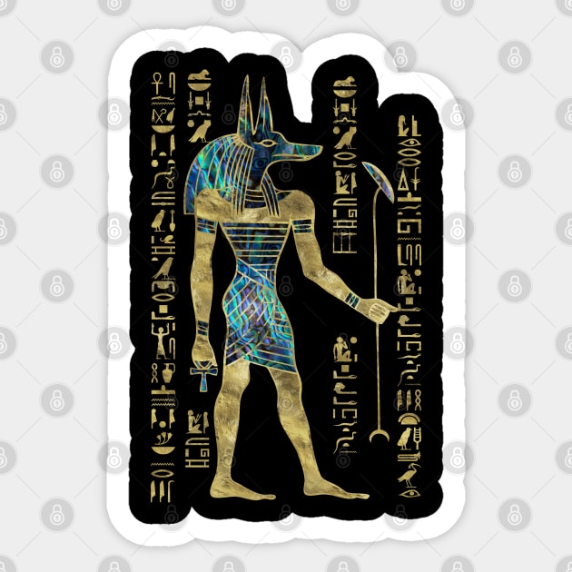 Egyptian Anubis Ornament Gold and Abalone Sticker by Nartissima